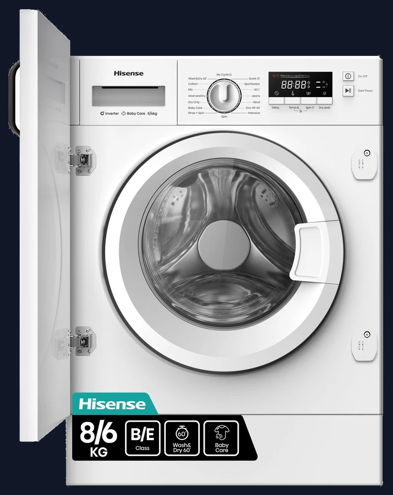 Hisense WD3M841BWI 8/6KG 1400 Spin Integrated Washer Dryer