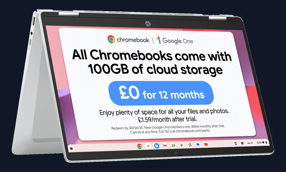 HP x360 14b-cd0002na 14in Intel N100 4GB 128GB Chromebook
