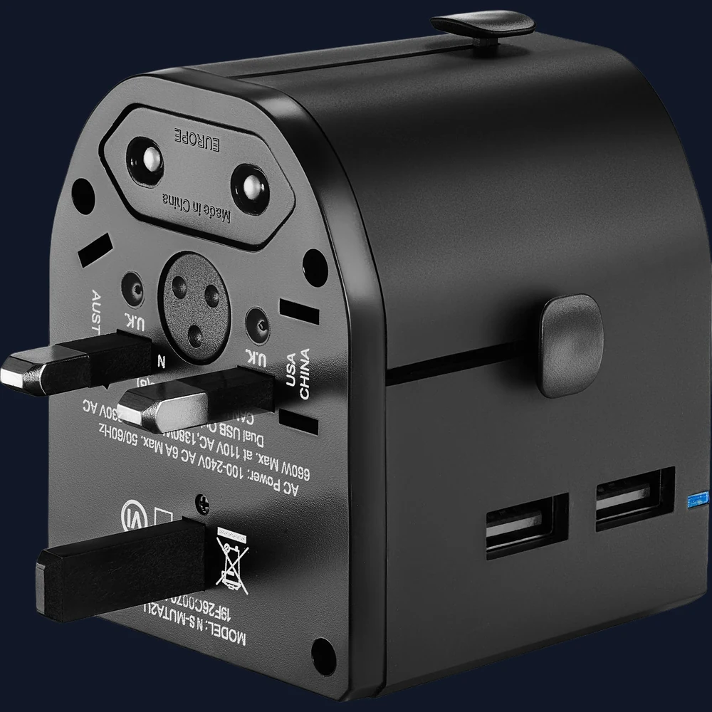 Open Box - Insignia All-In-One Travel Adapter NS-MUTA2U-C with 2x USB