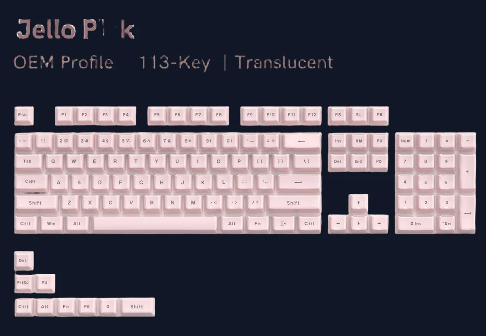 Womier Jelly Keycaps-Custom 113 Crystal Cute Keycaps,OEM Profile for 61/68/84/87/98/100 Cherry Gateron MX Mechanical Keyboard