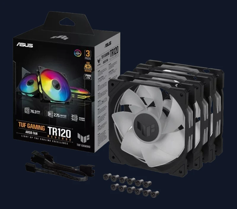 ASUS TUF Gaming TR120 ARGB Reverse Case Fan - Black 3-Pack