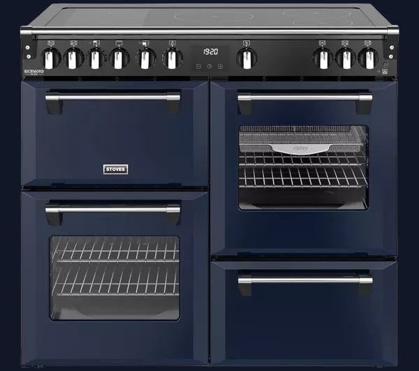 STOVES Richmond Deluxe 100Ei Electric Induction Range Cooker - Midnight Blue & Chrome