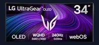 LG UltraGear 34" 34GX90SA-W WQHD 240Hz Curved FreeSync Premium OLED Gaming Monitor