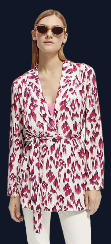 Scotch & Soda Women's Lightweight Printed Belted Blazer