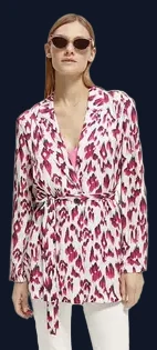 Scotch & Soda Women's Lightweight Printed Belted Blazer