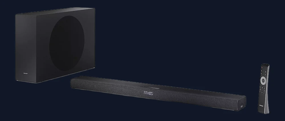 Sharp Soundbar HT-SBW320 360W 2.1 Channel Dolby Atmos DTS Virtual:X Wireless Subwoofer Roku TV Ready Black