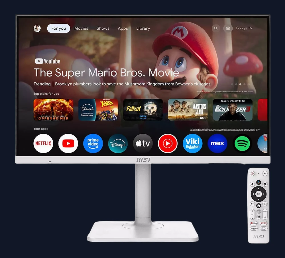 MSI 27-inch 4K UHD Modern MD272UPSW Google TV Smart Monitor - White