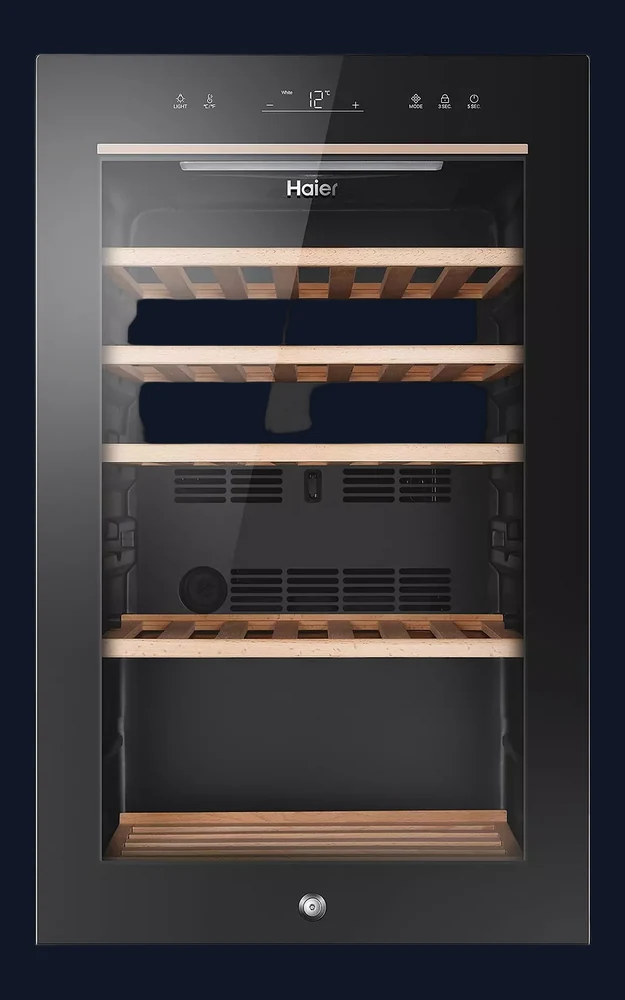 Haier HWS84GA 49-Bottle Wine Cooler, Single Zone, F Rated - Black