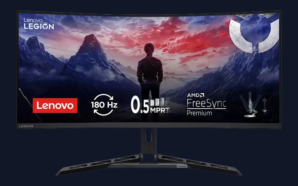 Lenovo Legion R34w-30 34" UWQHD Curved UltraWide Gaming Monitor - VA, 180Hz, AMD FreeSync, Speakers