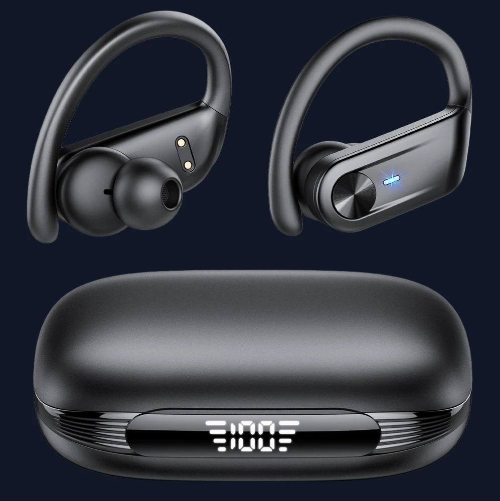 Wireless Earbuds Bluetooth Headphone, Bluetooth 5.4 Earbud, 80Hrs Playtime with LED Charging Case, 4 ENC Noise Cancelling Mic, Deep Bass Ear Buds with Earhook, IPX7 Waterproof Headphones for Sport